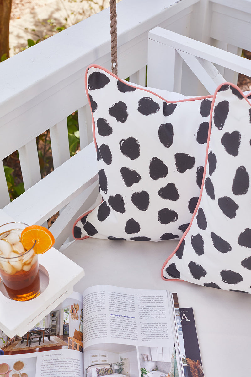 Polka dot shop outdoor pillows