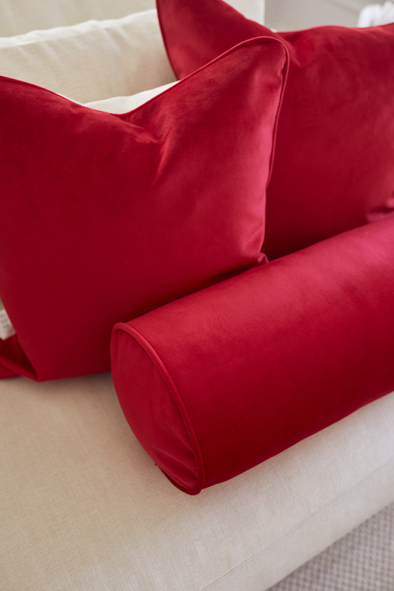 Velvet Collection: Scarlet Bolster Pillow