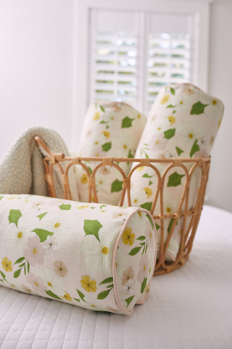 Kids Collection Pink Floral Bolster Pillow