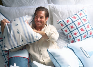 Craig with Americana Collection pillows on display.