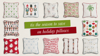 Animated image with rotating holiday pillows and Black Friday Week Sale advertisement that reads "tis the season to save on holiday pillows"