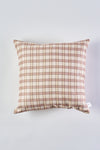 The Fall Tartan Plaid Pillow features a square shape with a beige and light brown plaid pattern, ideal for cozy autumn decor, shown against a plain light gray background.