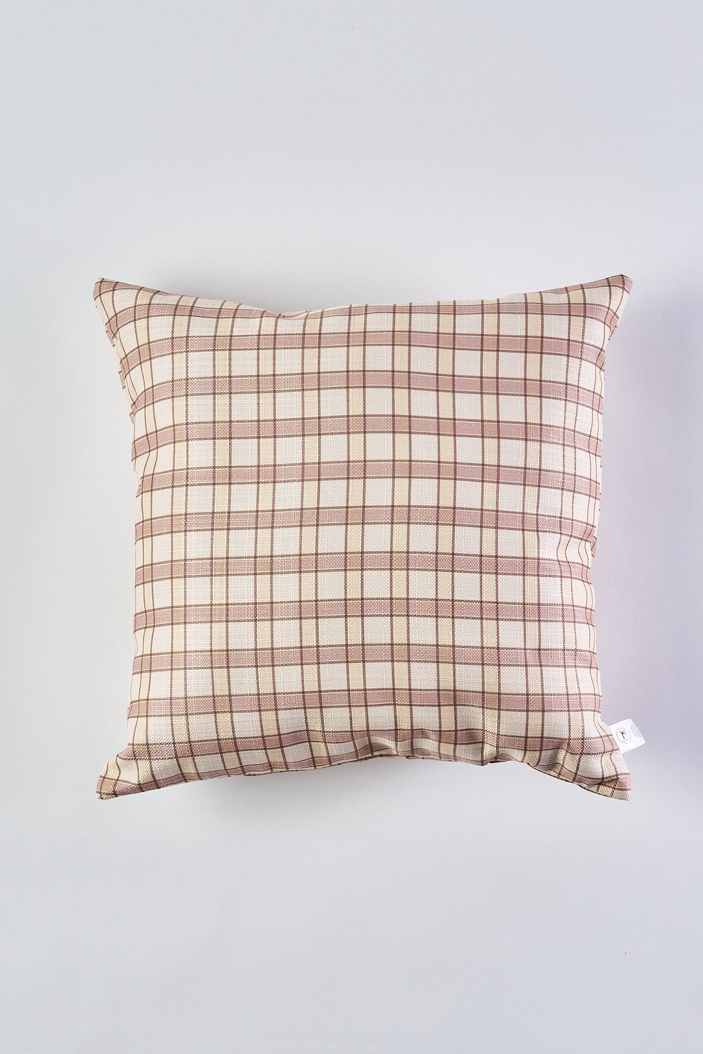 The Fall Tartan Plaid Pillow features a square shape with a beige and light brown plaid pattern, ideal for cozy autumn decor, shown against a plain light gray background.