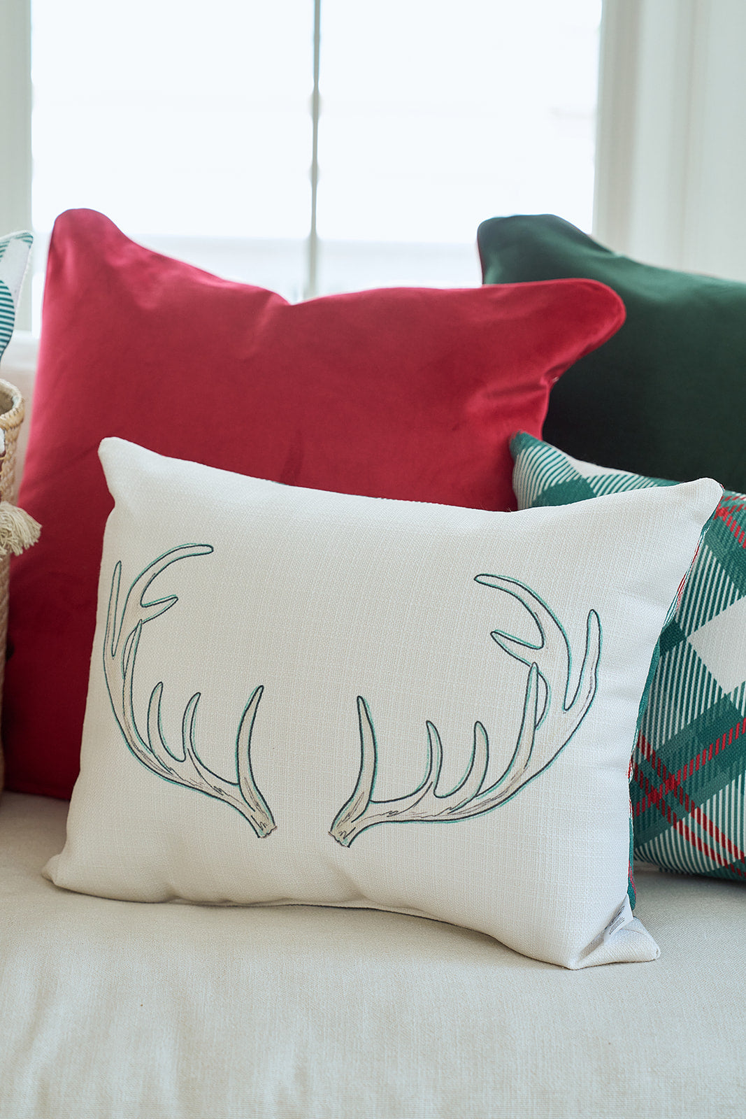 Holiday Antlers Lumbar Pillow Sewing Down South