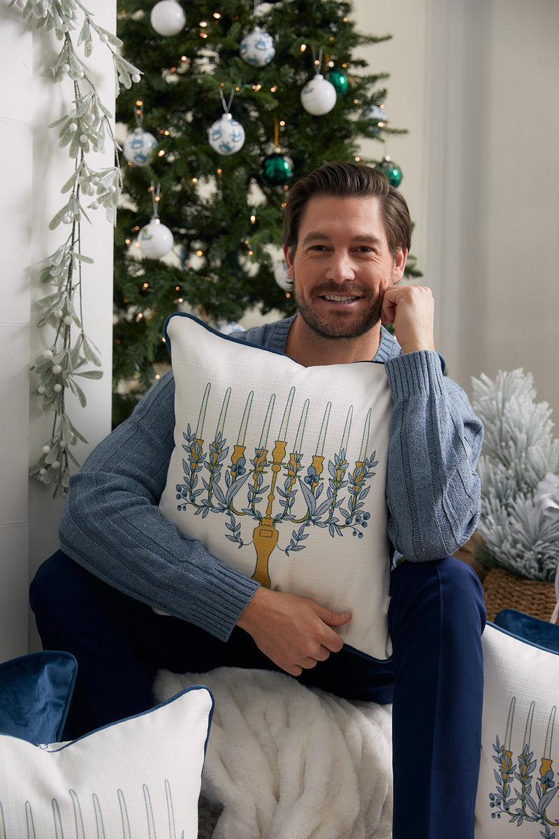 Floral Hanukkah Pillow