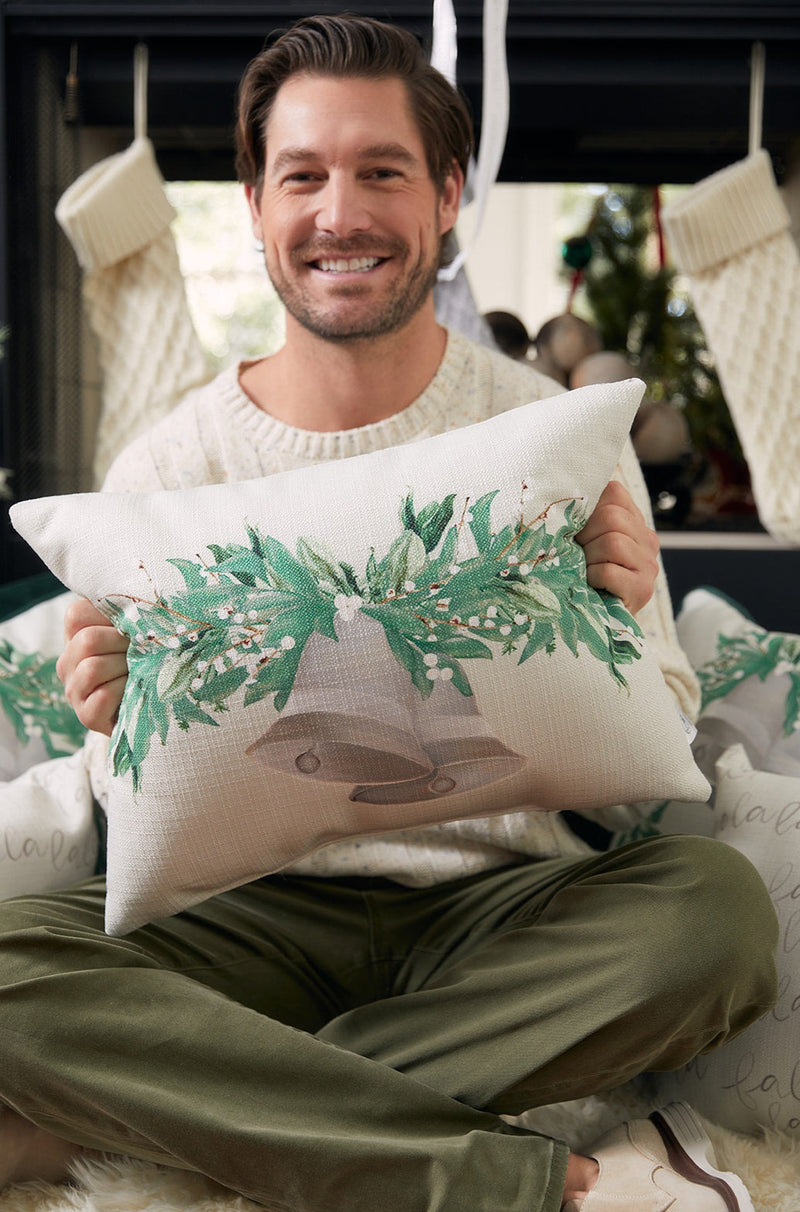 Fa la la la Bell Garland Lumbar Pillow