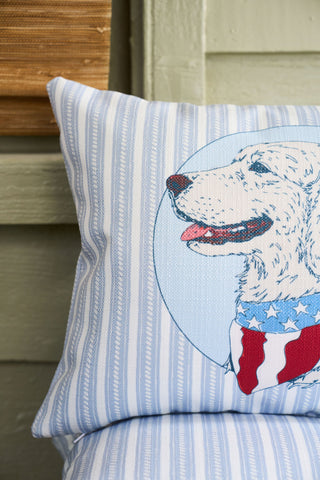 Craig with Americana Collection pillows on display.