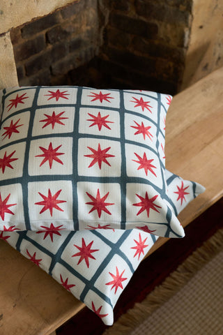 Craig with Americana Collection pillows on display.