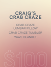 Craig's Crab Craze Bundle: Pre-Filled Crab Craze Lumber Pillow, Wine Tumbler, Wave Blanket