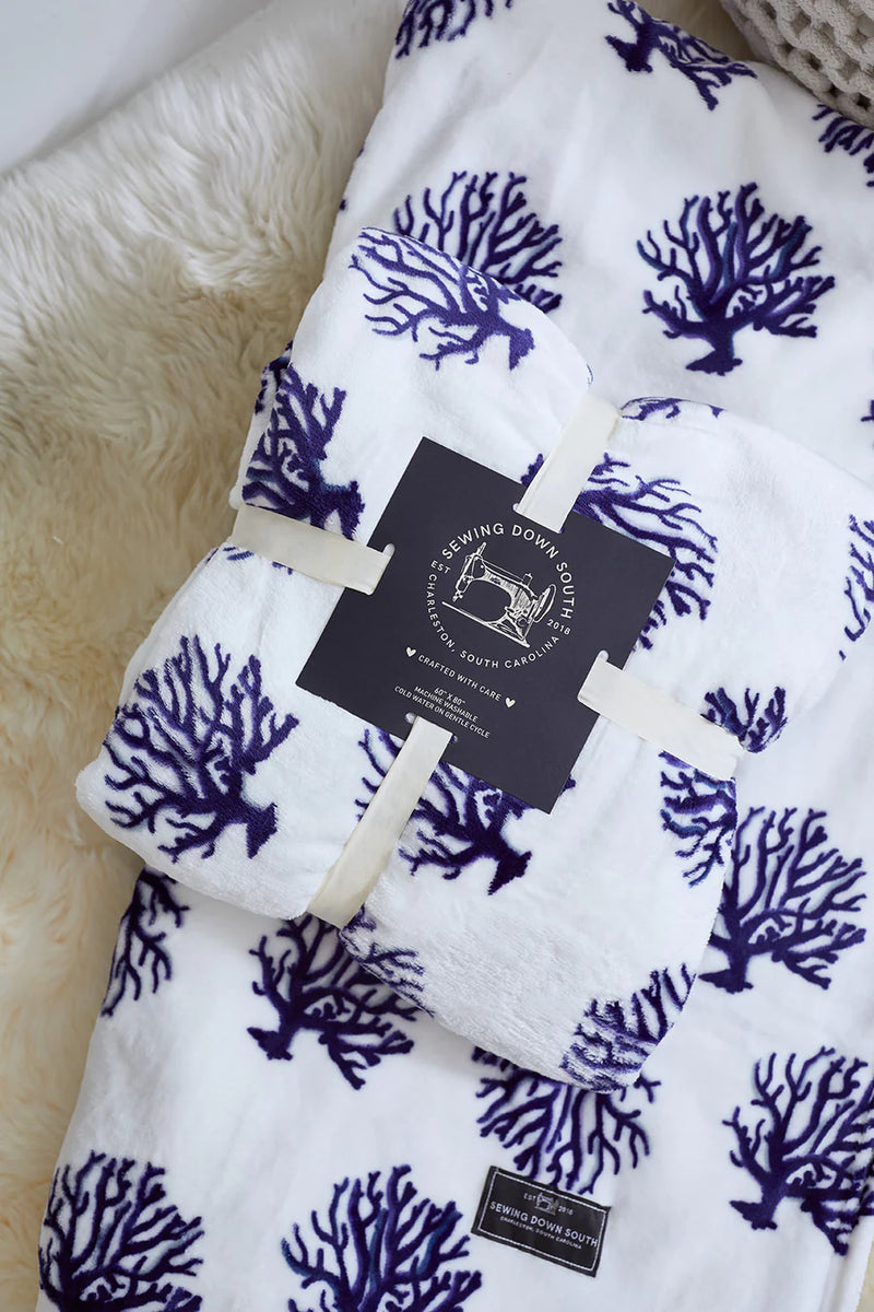 Sew Navy Bundle: Navy Coral Blanket and Navy Tumbler