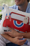 *SEW NEW* Americana Dog In Truck Lumbar Pillow