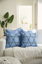 Bel Air Blue Large Rope Rounds Lumbar Pillow