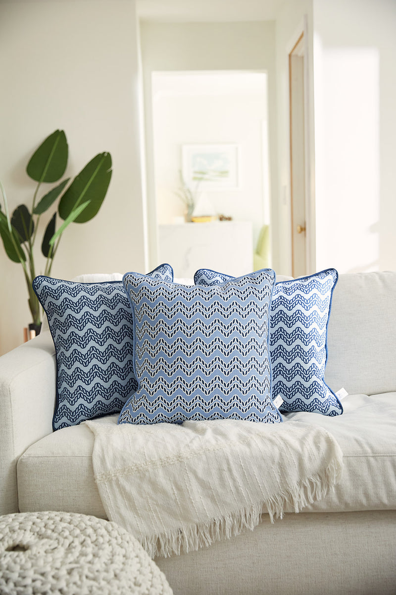 Bel Air Blue Chevron Ropes Pillow