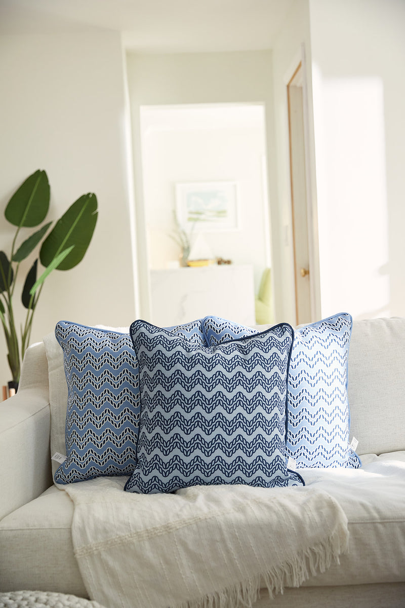 Navy Chevron Ropes Pillow