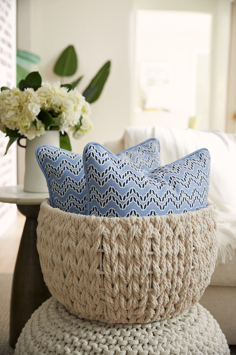 Bel Air Blue Chevron Ropes Pillow