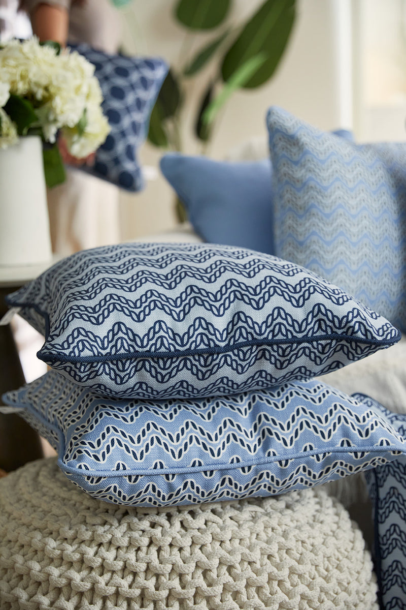 Navy Chevron Ropes Pillow