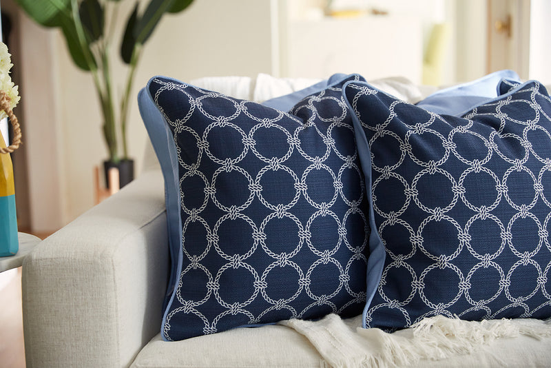 Navy Rope Rounds Pillow