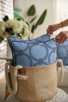 Bel Air Blue Large Rope Rounds Lumbar Pillow