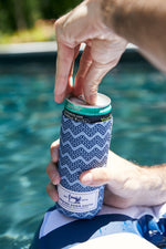 Navy Chevron Ropes Koozie, 4 PACK (Skinny or Standard)