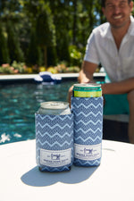 Navy Chevron Ropes Koozie, 4 PACK (Skinny or Standard)