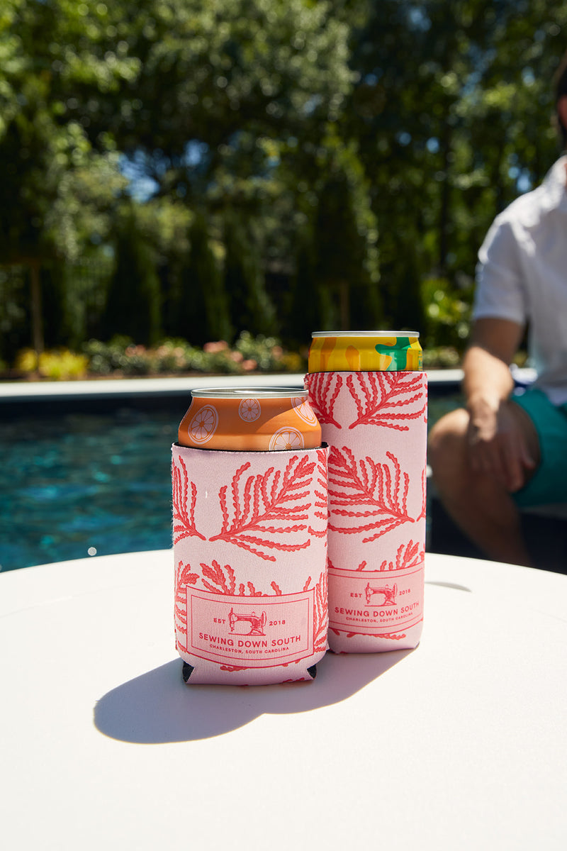 Pink Ferns Koozie, 4 PACK (Skinny or Standard)