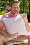 Coral Greek Key Outdoor Pillow