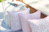 Coral Greek Key Outdoor Pillow