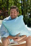 Mint Greek Key Outdoor Pillow