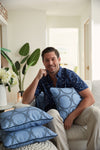 Bel Air Blue Large Rope Rounds Lumbar Pillow