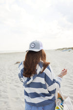 Vintage Distressed SDS Striped Ladies Fleece Hoodie