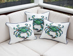 Outdoor King Crab Lumbar Pillow with Navy