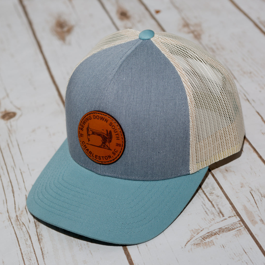 Sewing Down South Leather Patch Trucker, Grey