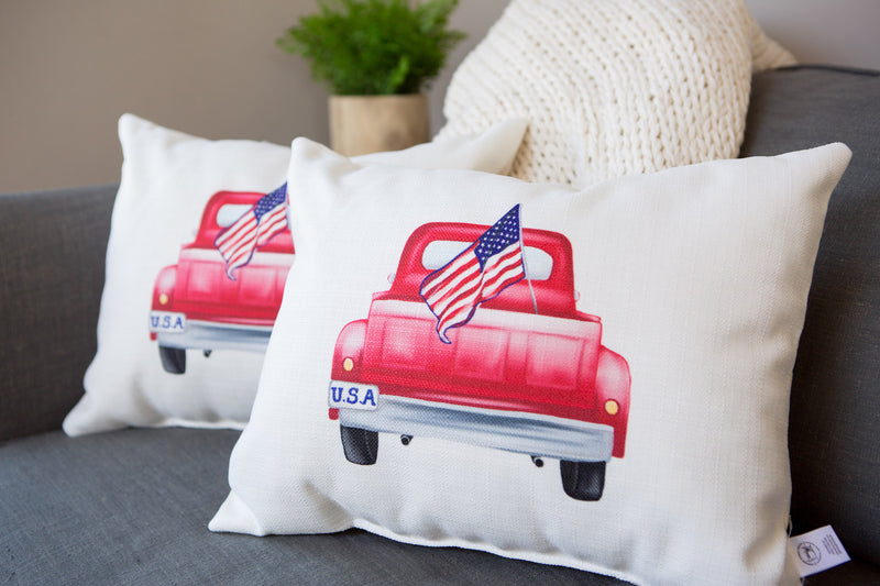 Americana Vintage Truck Lumbar Pillow