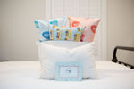 Toddler Sleeping Bundle: Organic Pillow + Blue Rainbows Case