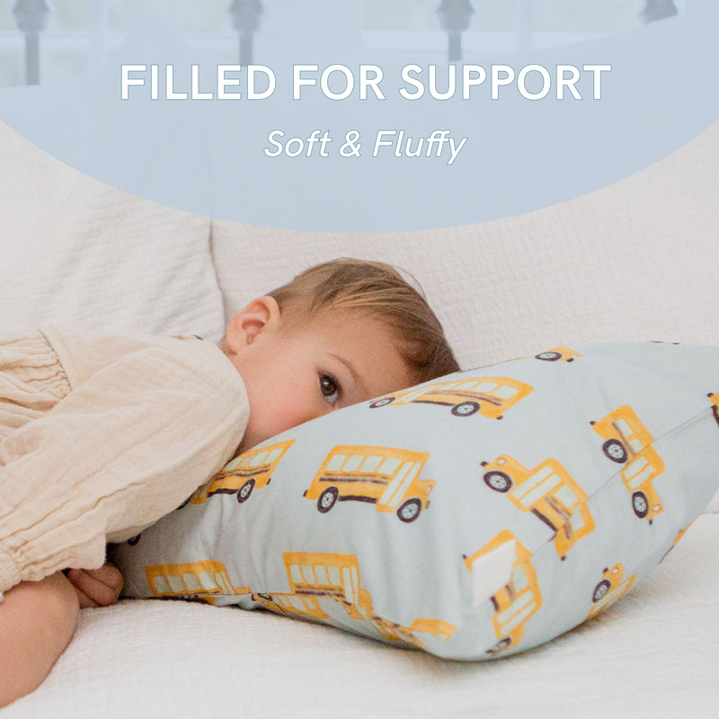 Toddler Sleeping Bundle: Organic Pillow + Blue Rainbows Case