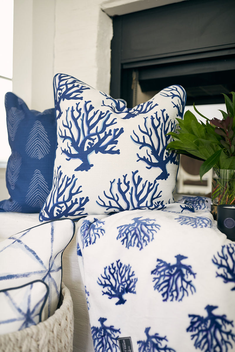 Navy Coral Blanket