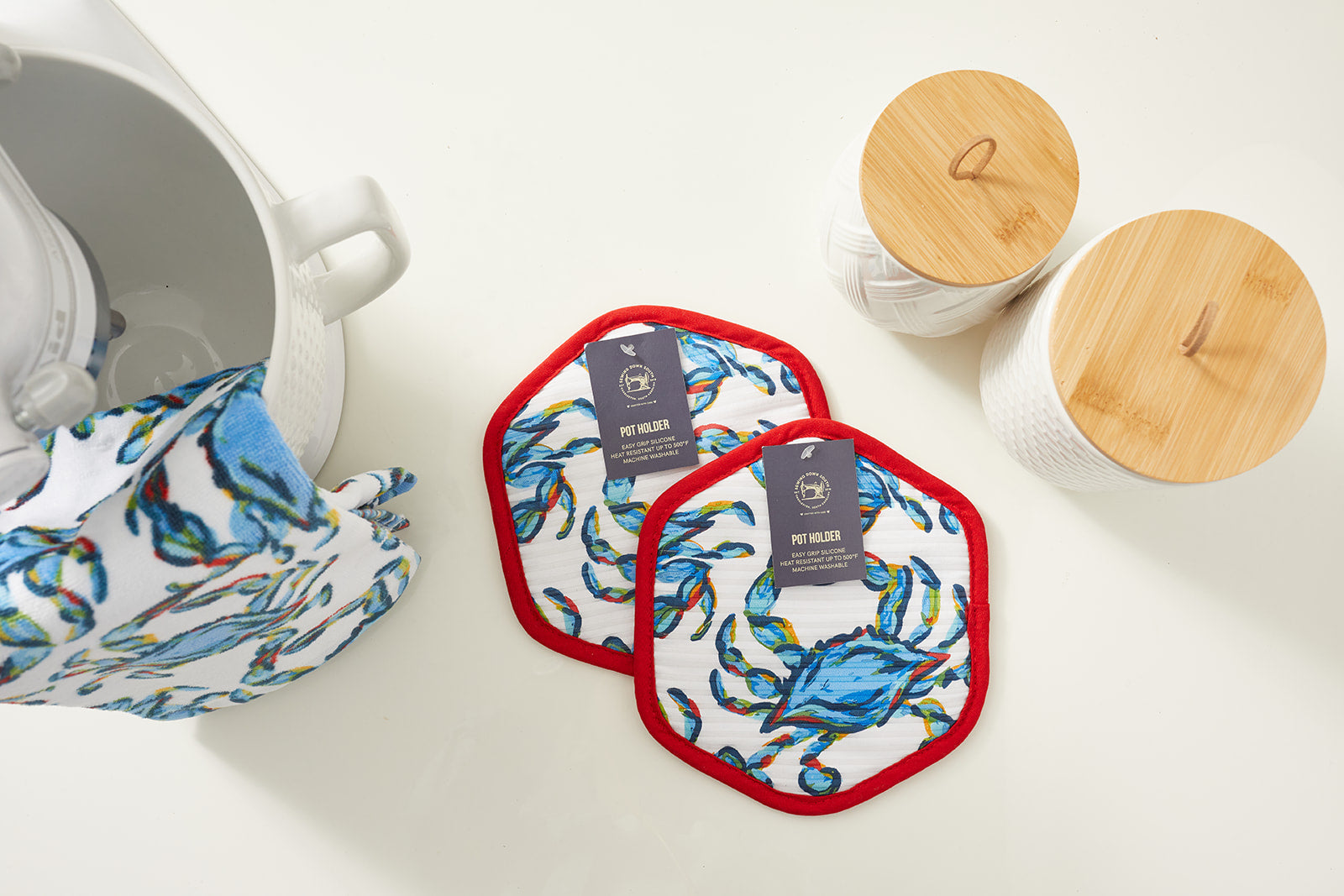 Crab Craze Kitchen Towel Set, Pot Holder + Spatula – Sewing Down South