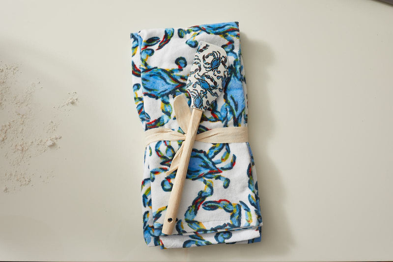 Crab Craze Kitchen Towel Set, Pot Holder + Spatula