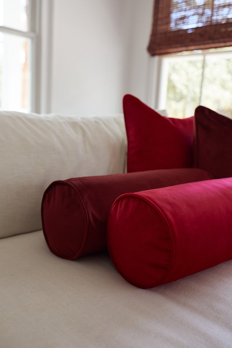 Velvet Collection: Wine Bolster Pillow