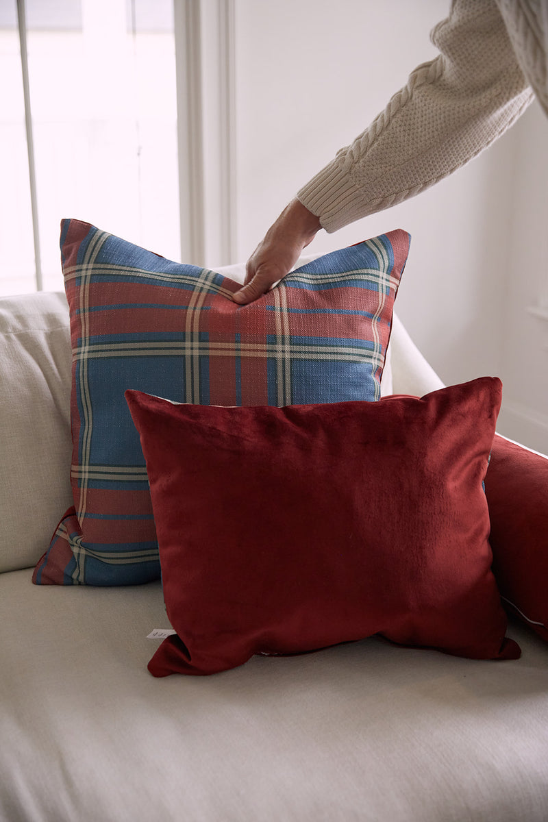 The Velvet Collection: Navy Plaid Lumbar Pillow – Sewing Down South