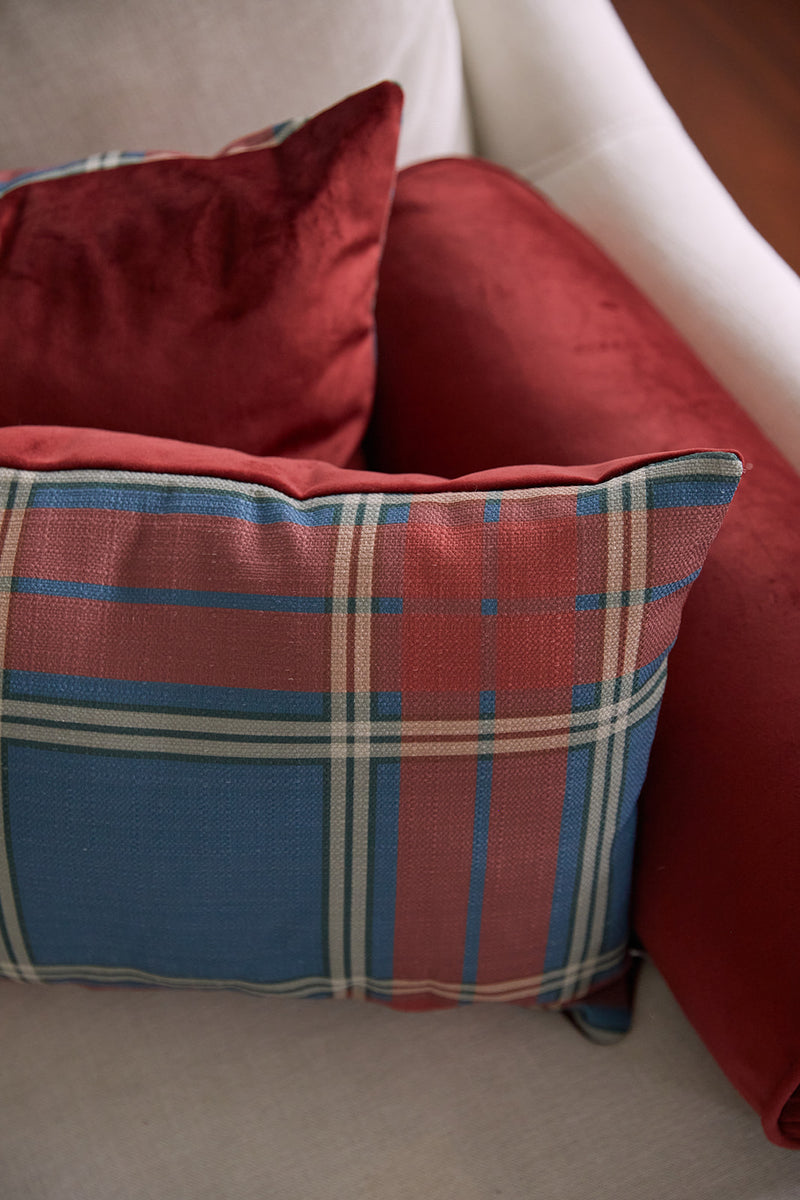 The Velvet Collection Navy Plaid Lumbar Pillow Sewing Down South